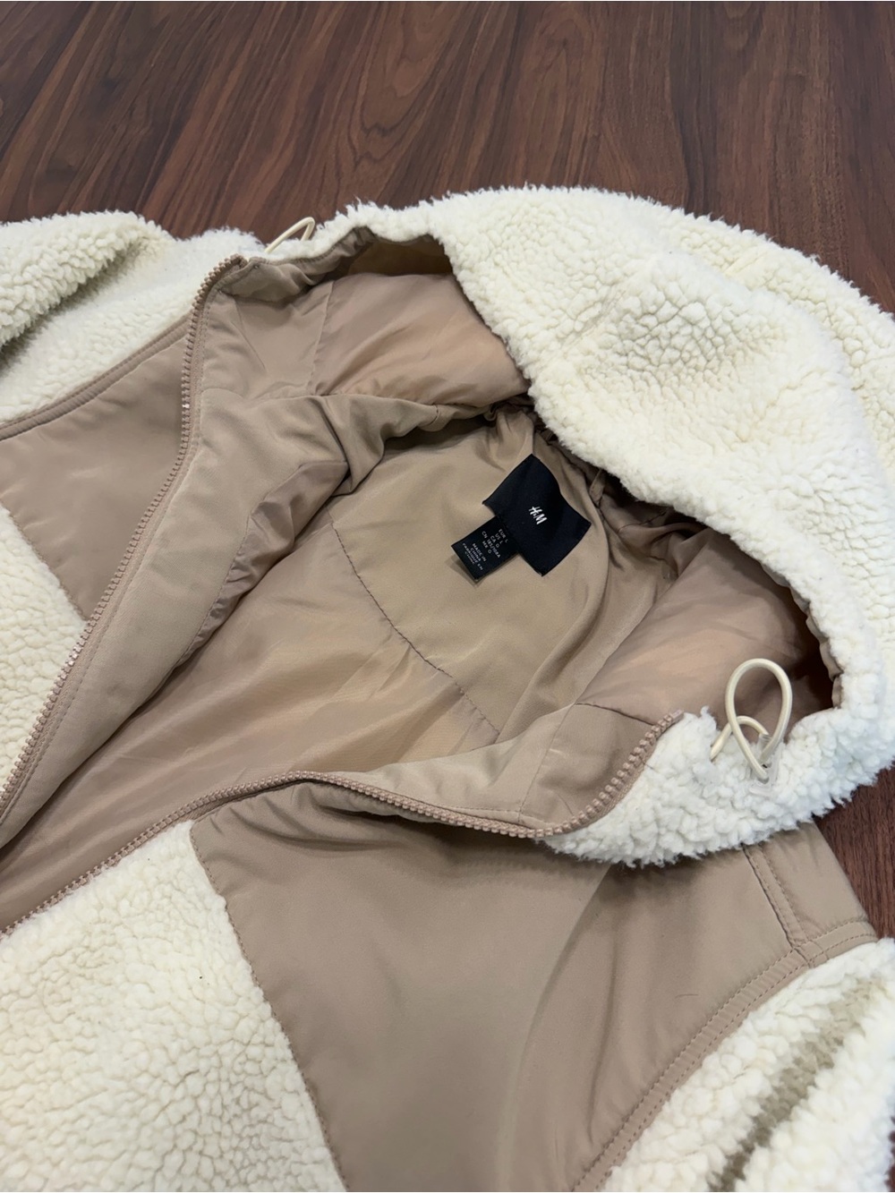 H&M Cream Sherpa Teddy Jacket with Tan Interior